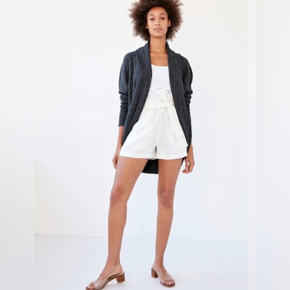 Aritzia Wilfred Diderot Sweater Cocoon Open Cardigan Space Dye Heather Black S‎